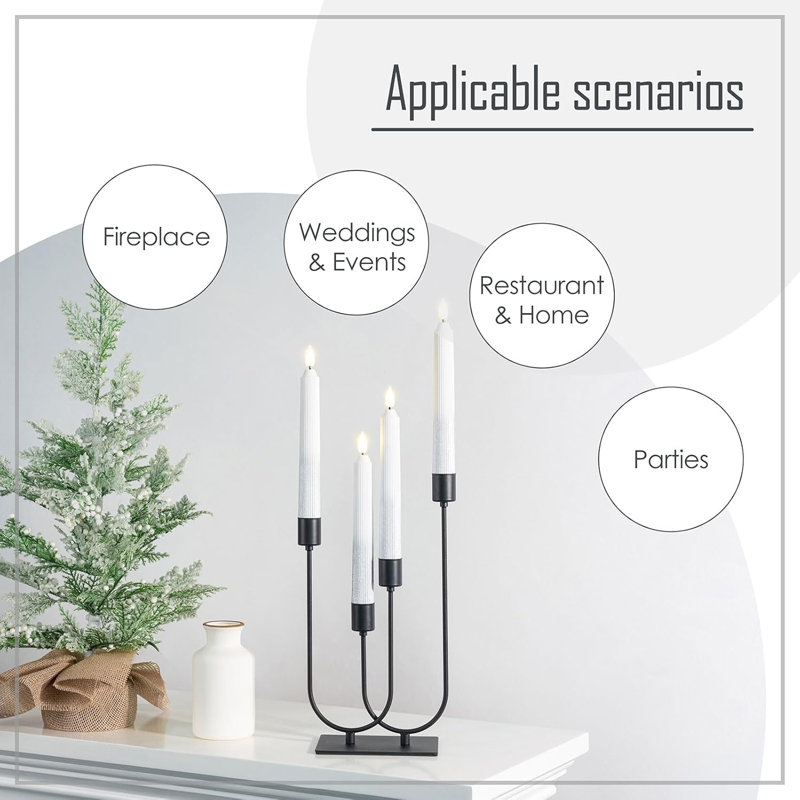 Black Iron U-Shaped Modern Candelabra Set of 4