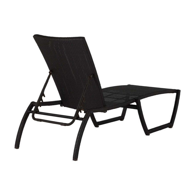 Skye 80.5" Long Reclining Single Chaise with Cushions, No Welt, Arbor Chambray Dove Sunbrella®, Black Walnut