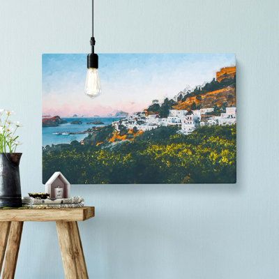 The Island Of Rhodes In Greece In Abstract - Wrapped Canvas Print