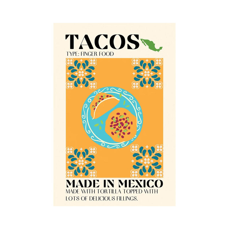 Tacos - reproduction d'art mural - toile encadrée, Toile tendue, Ne s’applique pas, H 18 po x l 12 po
