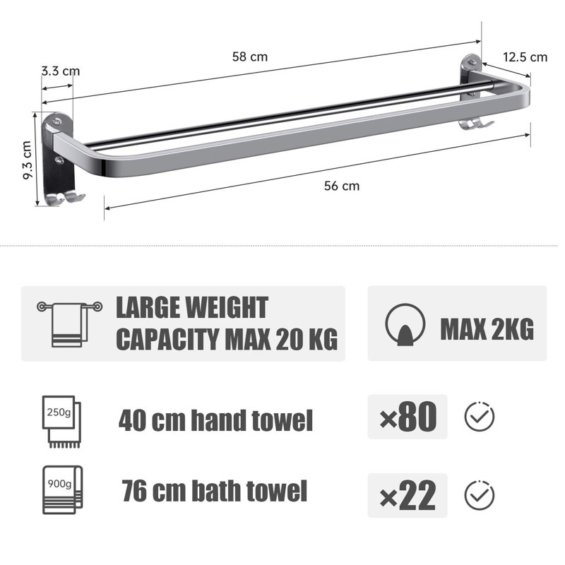 Ocasio 58cm 1 Wall Towel Bar