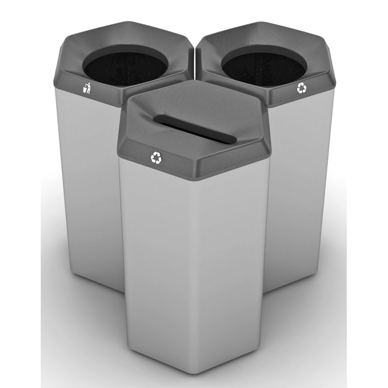 Poubelle de recyclage HexBin, Acier inoxydable, 12 gallons