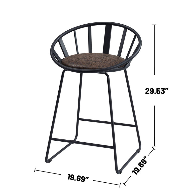 Ensemble de 2 chaises rembourrées noires à hauteur de comptoir