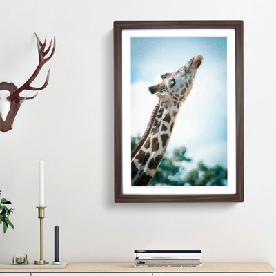 Stretching Giraffe - Picture Frame Graphic Art Print
