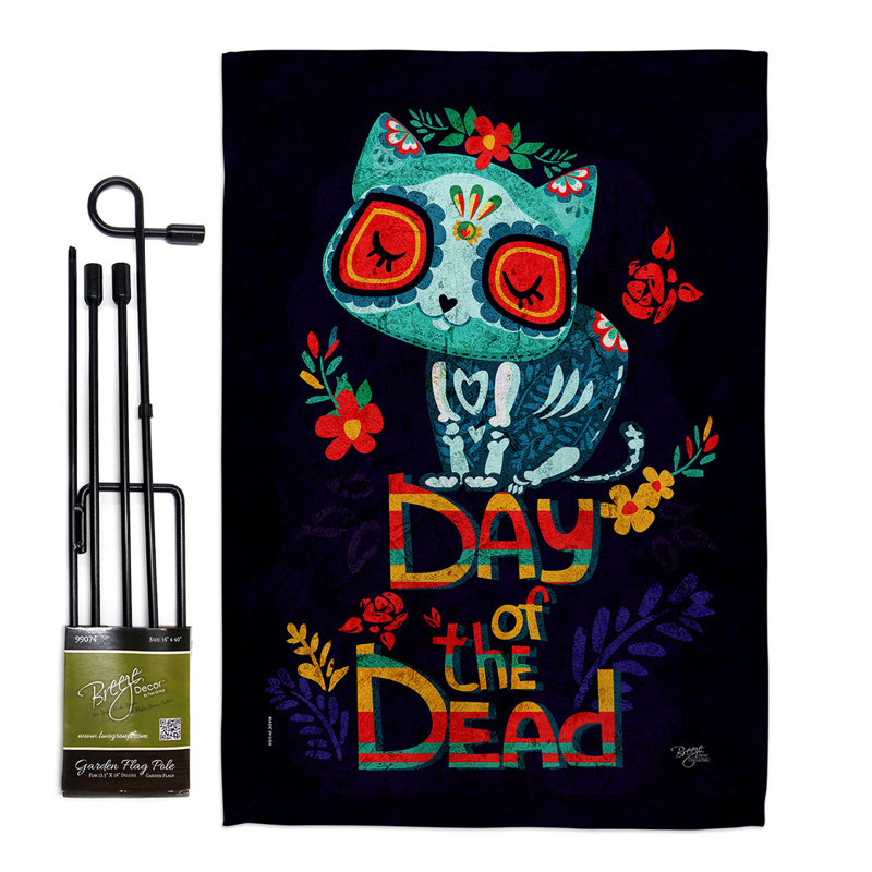 Ensemble de drapeaux en polyester 19 po x 13 po Skull Cat