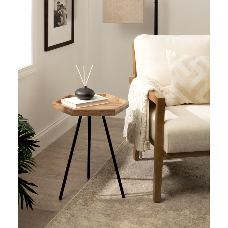Alfie End Table, Black, Natural