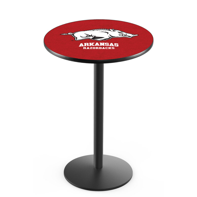 Round Metal Base Dining Table, Black Wrinkle, University of Arkansas