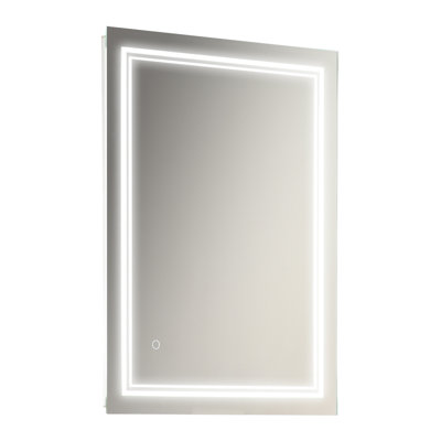 kleankin 32" x 24" LED Bathroom Mirror, Lighted Vanity Mirror, Wall Mounted with Smart Touch Button, Horizontally and Vertically, Waterproof, Plug-in, 