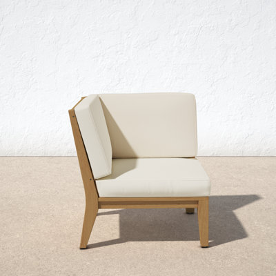 Sibyl Outdoor Solid Teak Wood Corner Chair with Cushions