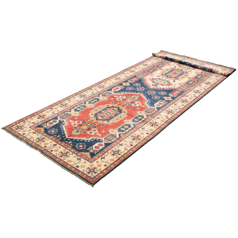 Tapis de couloir en Tapis décoratif laine noué à la main de conception unique 5 pi 1 po x 18 pi 11 po Diamantoula New Age Ivoire