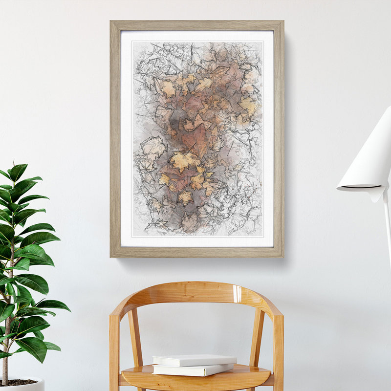 Fallen Leaves - Single Picture Frame Painting on MDF, 33cm H x 24cm W x 2cm D, Oak Framed