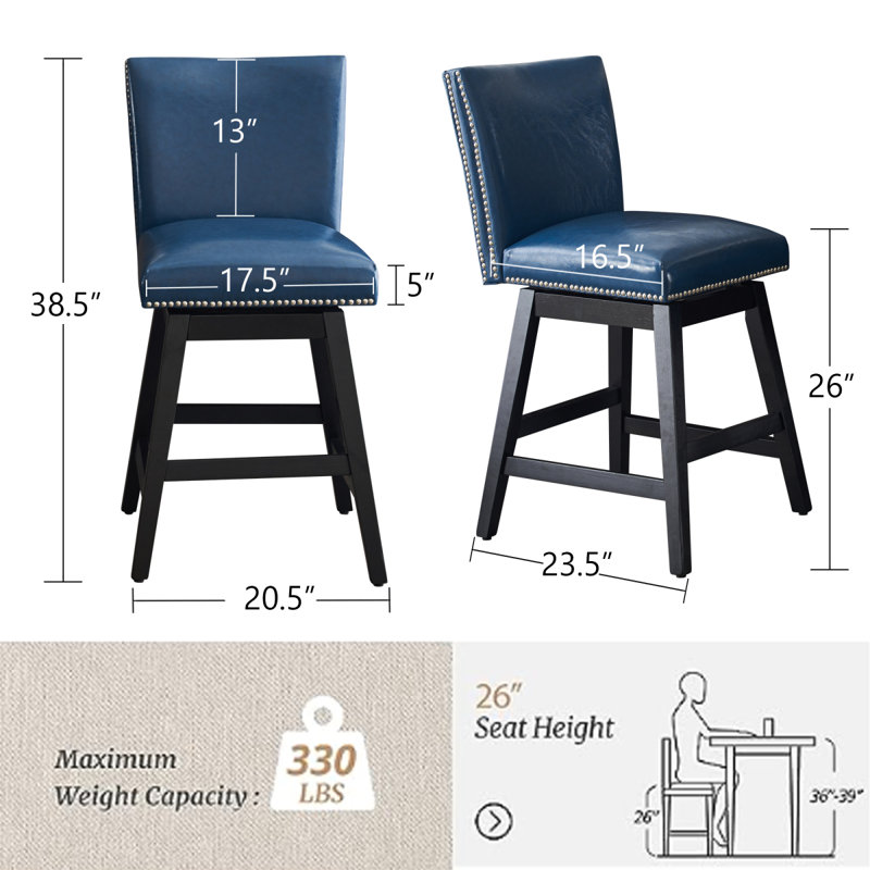 Tabouret de comptoir Avontay, Bleu