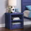 Table de chevet bleue avec tablette ouverte