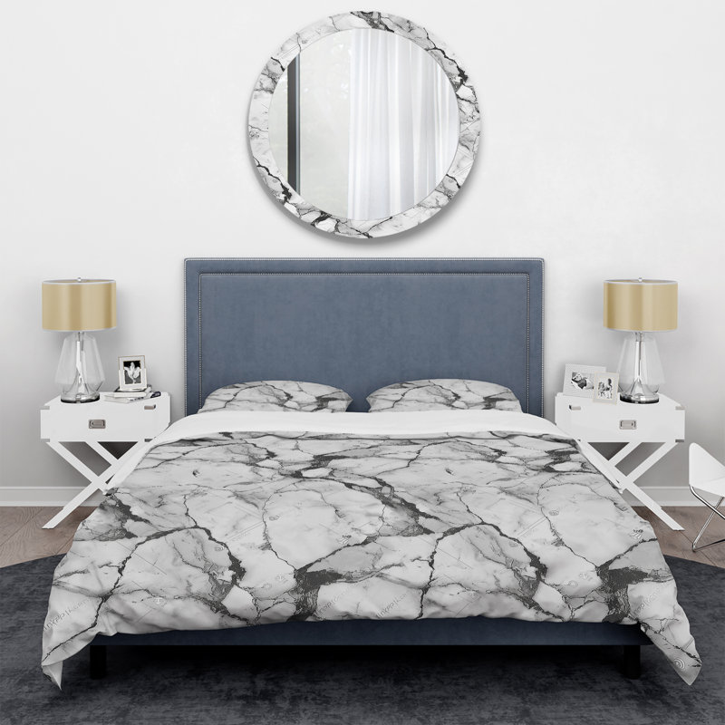 Ensemble de housse de couette Grey Marble II - Marble, Housse de couette très grand + 2 taies décorativ