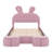 Full Size Platform Bed With Fabric Upholstery, Comes With 2 Ottoman Storage Units, Adorable Cartoon Ear-Shaped Headboard Equipped With Built-In Leds