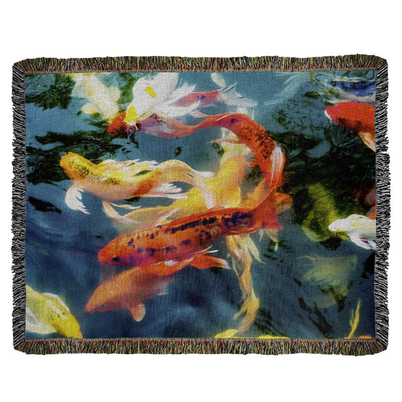 Jeté en coton Justin Duane Koi Pond
