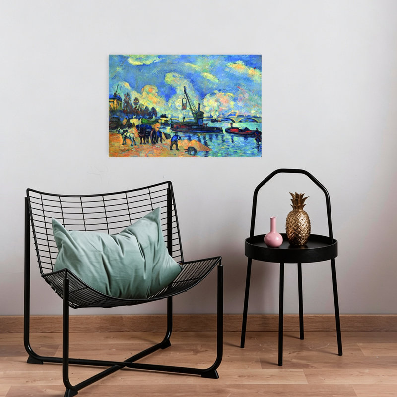 La seine à Bercy, reproduction d'art classique de cheval sur une plage contemporaine, 16" H x 24" W
