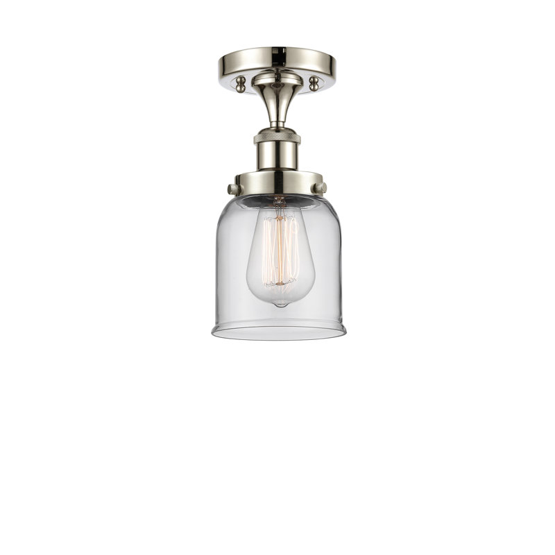 Plafonnier semi-encastré 1 lumière Ballston Urban Bell, Nickel poli, H 11 po x l 5 po x P 5 po, Clair
