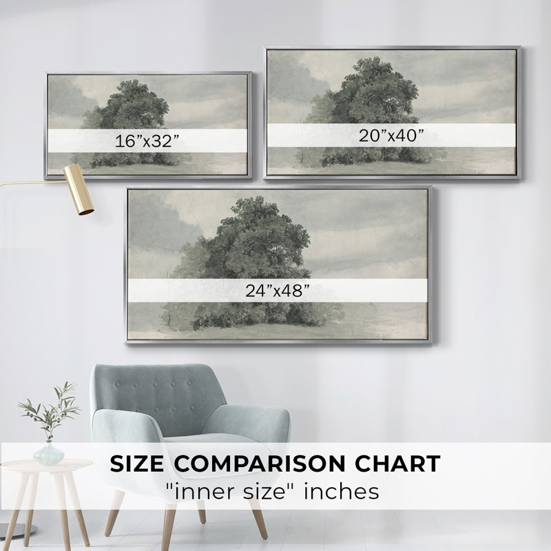 Paysage, série DC DCXVII, toile tendue avec cadre, prête à être accrochée, Argent argent, H 21 po x l 41 po