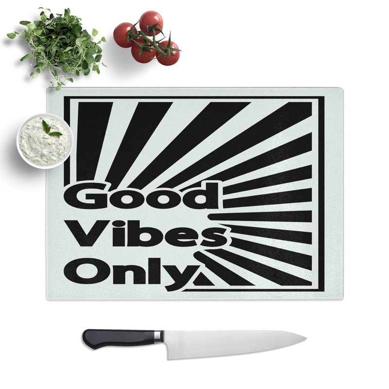 Good Vibes Only Rainbow Typography Chopping Board, 0.4cm H x 20cm W x 28.5cm L