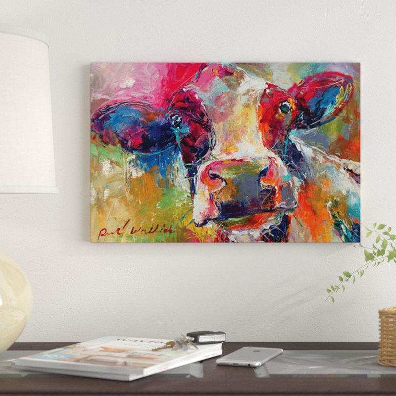 «Art Cow» par Richard Wallich, reproduction sur toile, H 18 po x l 26 po x P 1,5 po, Toile tendue, Pas de tapis