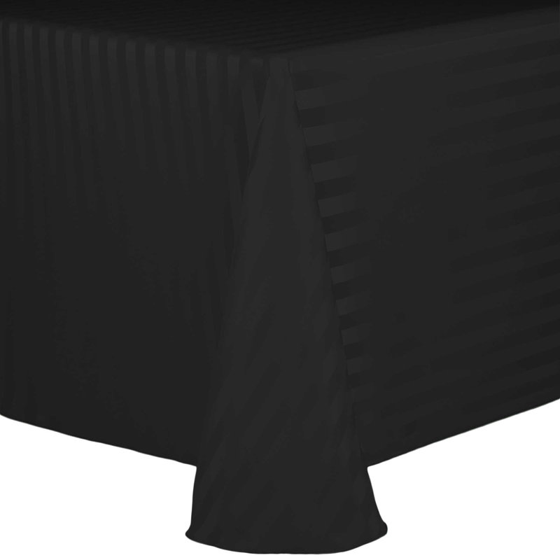 Ultimate Textile Satin Stripe Rectangular Tablecloth, 132" x 108", Black, 15