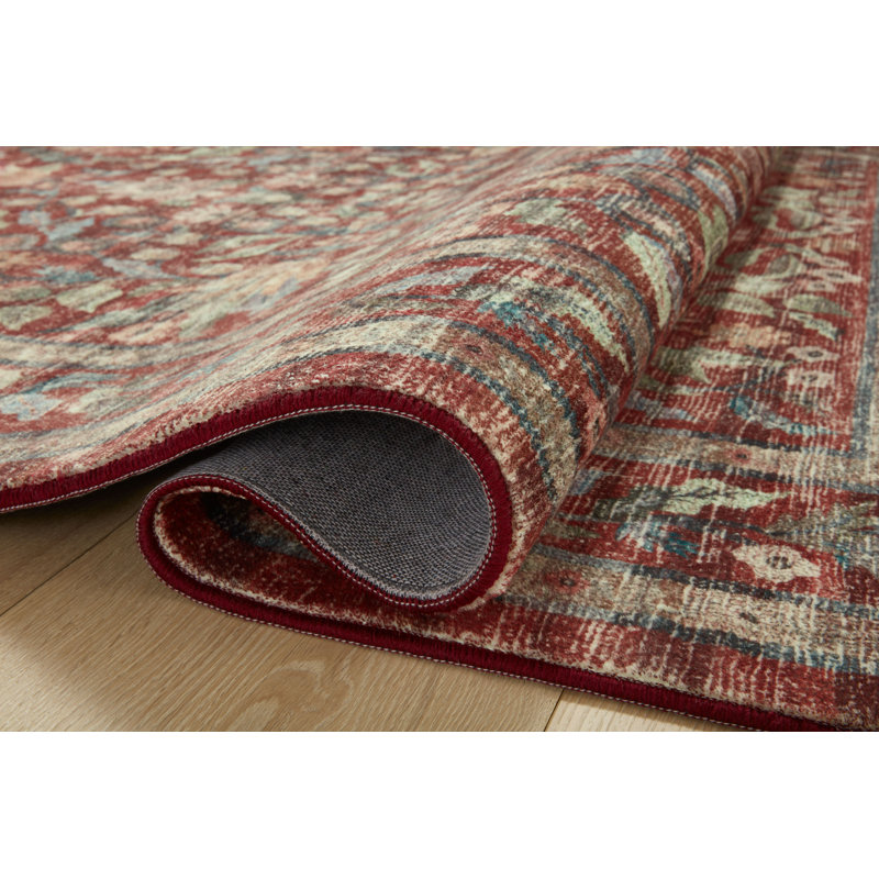 Rifle Paper Co. x Loloi Courtyard Crimson Area Rug feat. CloudPile, Oval 2'3" x 3'9"