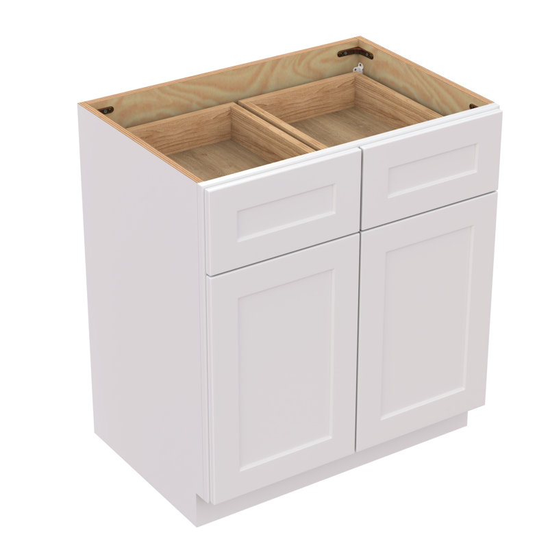 Armoire de cuisine blanche autoportante avec charnières à fermeture douce, caoutchouc, tiroirs en bois massif, 2 portes, 1 tablette, l 36 po x H 34,5 po, facile à nettoyer et peu encombrante pour la salle de bain prête à assembler