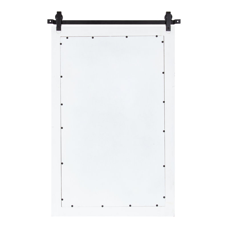 Enora Wood Rectangle Mirror, White, 37" x 22"