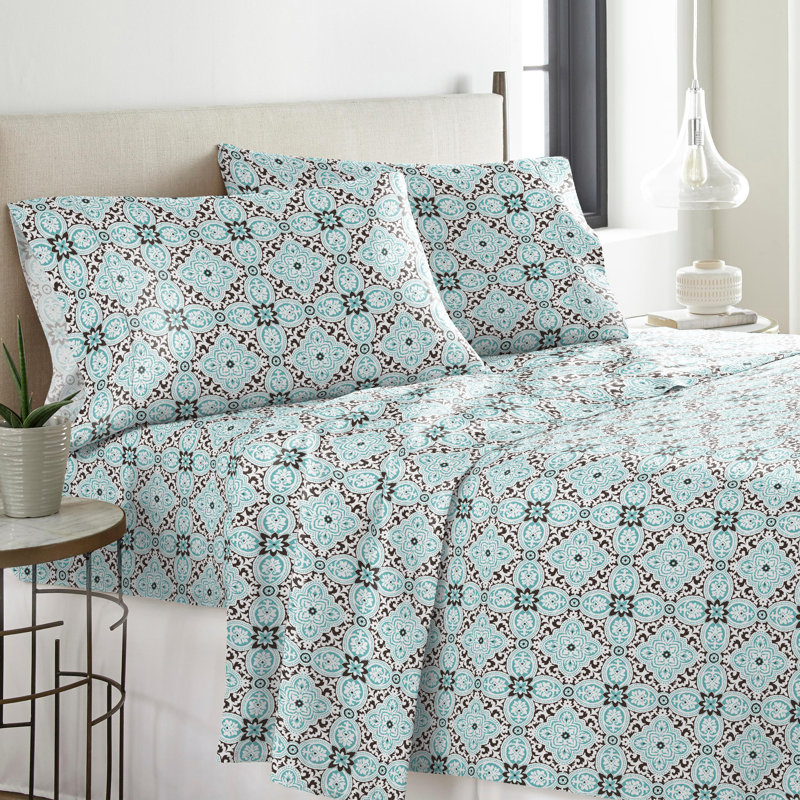 Ensemble de draps 100% coton en flanelle imprimée 170 g / m² Pointehaven, Très grand californien