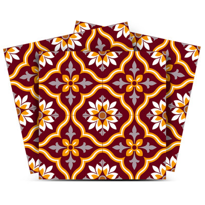 4" x 4" Moroccan Floral Arabesque Vinyl Peel and Stick Mosaic Tile