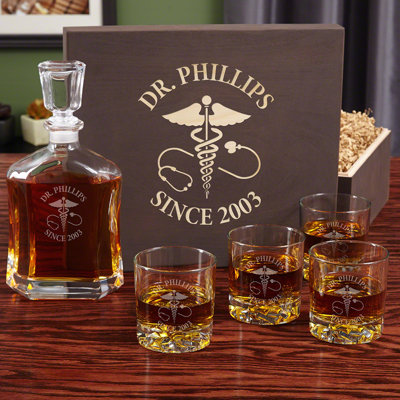 Lublin Glass 6 - Piece Whiskey Decanter Set