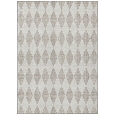 Tapis d'intérieur lavable à motif géométrique beige 10 pi x 14 pi