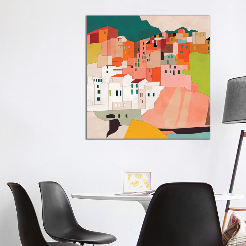 «Cinque Terre» par Ana Rut Bré - impression d'art graphique, Aucun mat, H 37 po x l 37 po x P 1,5 po, Toile tendue