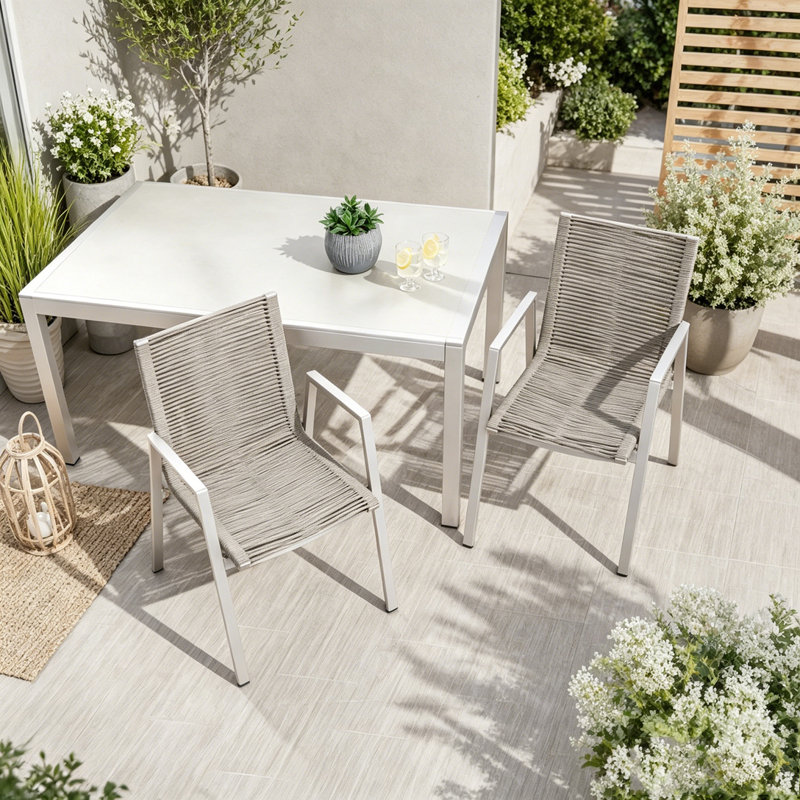 Chaise d'extérieur moderne en aluminium, taupe