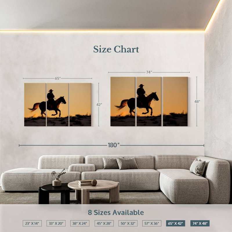 Lelar Cowboy On Horse, 42" H x 65" W