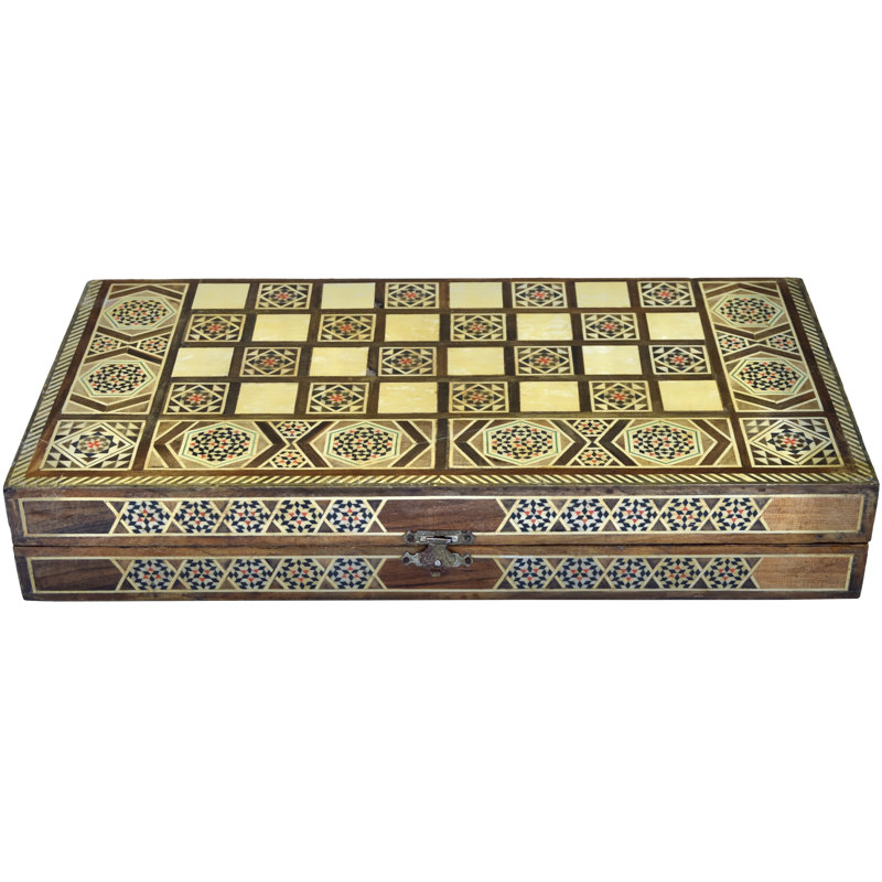 Mid 20Th Century Astral-Patterned Mother-Of-Pearl Inlaid Game Box