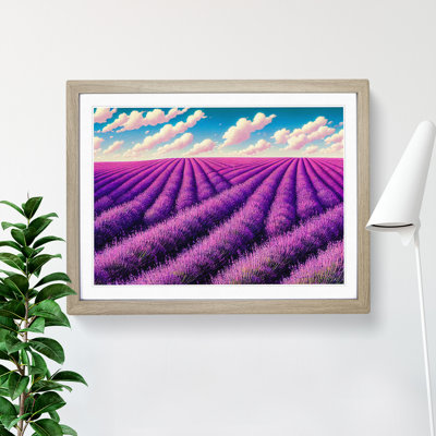 Artsy Lavender Flower Field 1 Piece Single Picture Frame Wall Art