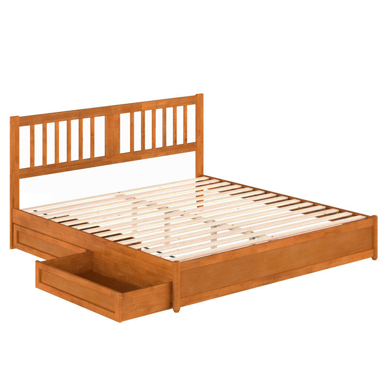 Lit plateforme avec rangement en bois Graham, King, Light Toffee