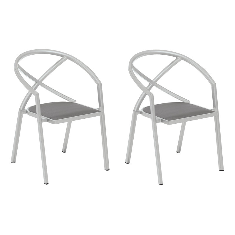 Fauteuil de salle à manger Azal, Natté titane, Flint