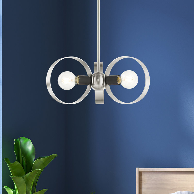 Lustre géométrique unique à 3 lumières Maubray, Nickel brossé