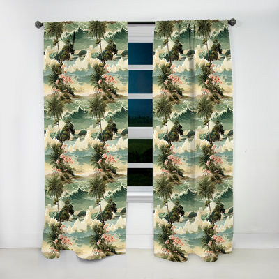 Coastal Vision Tropical Pattern I - Tropical Velvet Curtain - Room Darkening - 1 panel