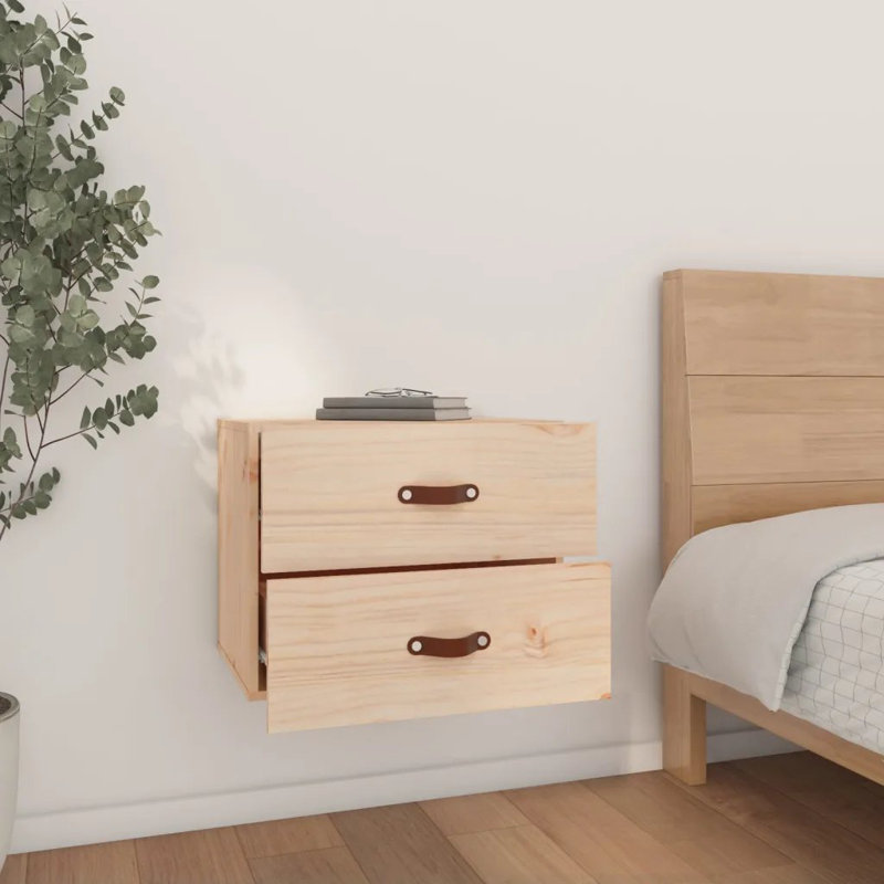 Uckfield 50cm W Solid Wood Bedside Table, Light Brown