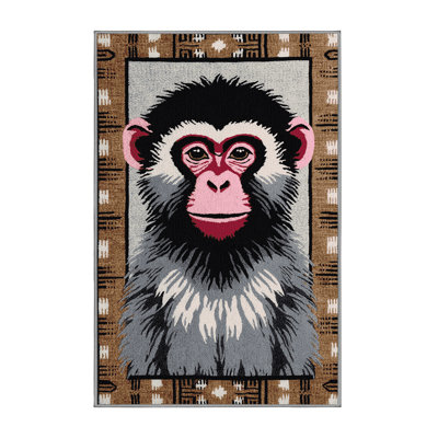 Washable Vervet Monkey Wildlife Area Rug