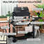 Chariot de barbecue extérieur avec tablette pliable, 46 po x 21,75 po, acier inoxydable, table de préparation, chariot de dessert mobile noir, côté