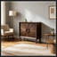 Armoire de rangement avec portes symétriques Sunburst et tablettes réglables-309629660