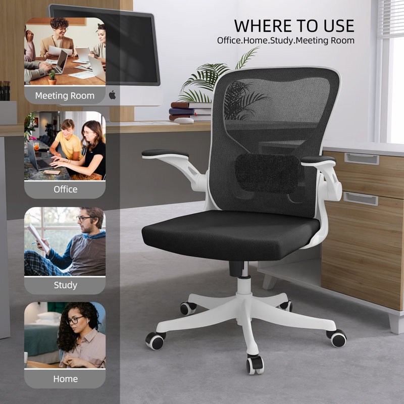 Chaise de bureau Hyers Home, Noir, Blanc