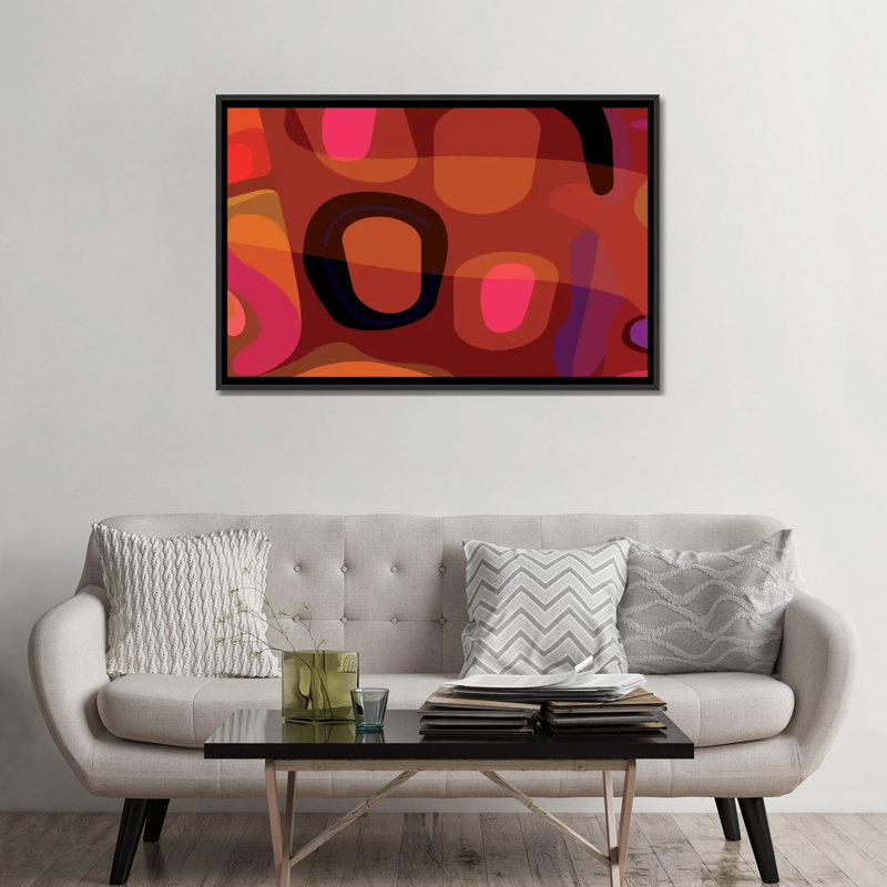 « rouille red », reproduction d’impression sur toile, H 18 po x l 26 po x P 1,5 po, Toile avec cadre noir, Pas de tapis