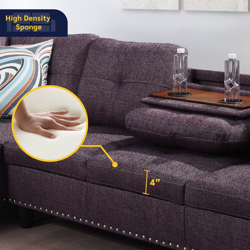 Ahniah Upholstered L-Shaped Sectional Left Hand Facing, Amaranth