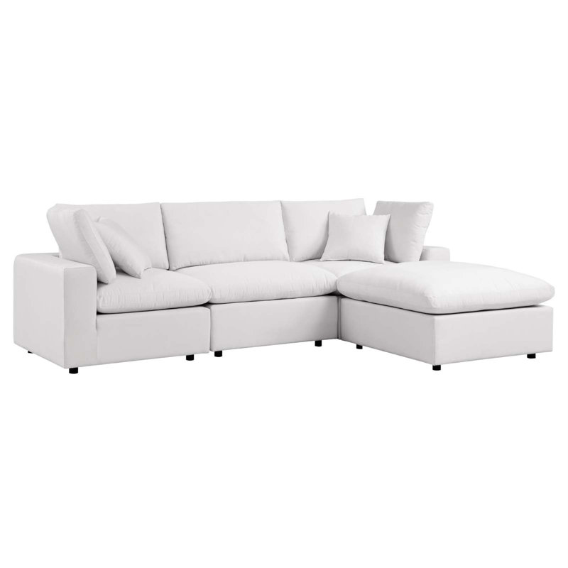 Modway Commix 4-Piece Outdoor Patio Sectional Sofa, White